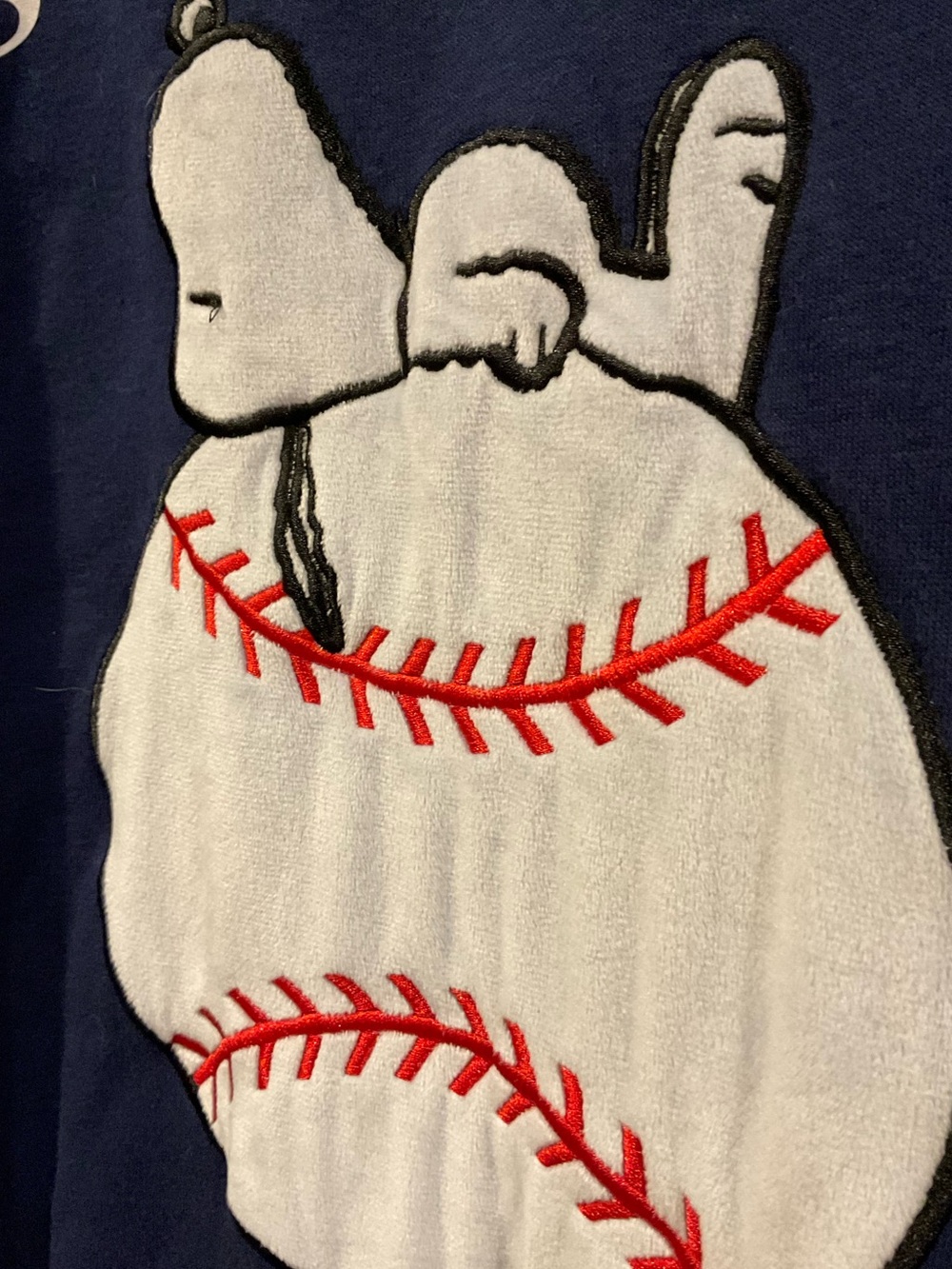 Peanuts Navy Snoopy Baseball Club Crewneck Sweatshirt Women’s XLarge Embroidered - Picture 5 of 6